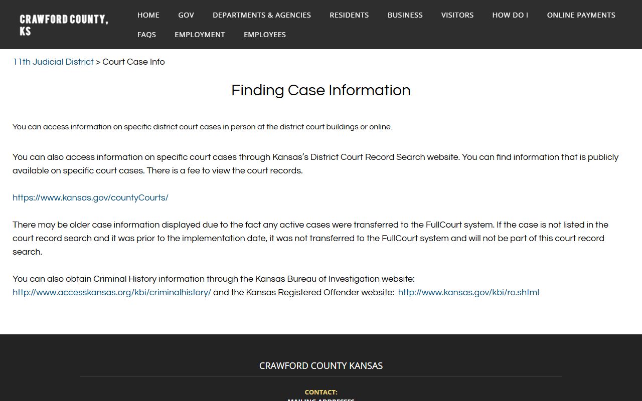 Crawford County court records after jail arrest case information page